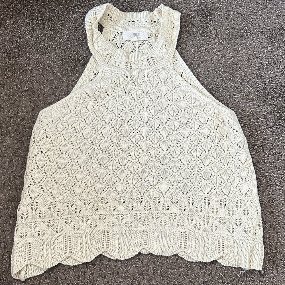 Chic Cream Knit Halter Top